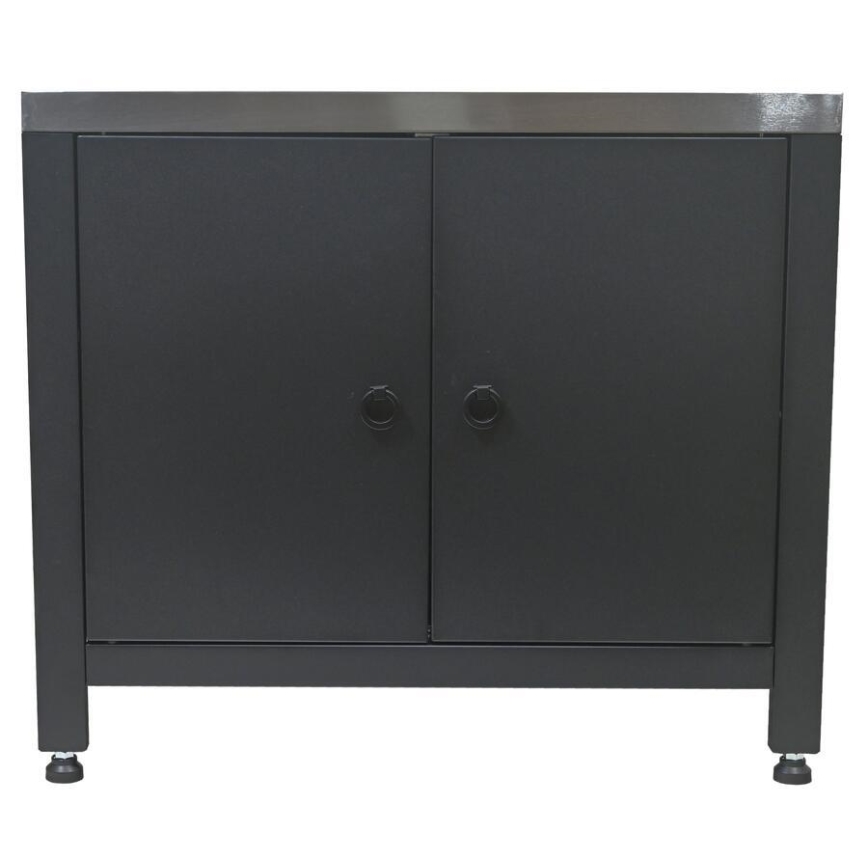 Āra moduļa skapītis zem grila 80x47x69 cm melns/nerūsējošais tērauds