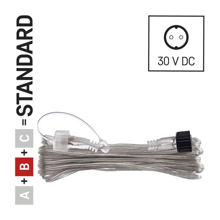 Āra pagarinājuma kabelis savienojamām gaismas virtenēm, caurspīdīgs, 10 m, IP44