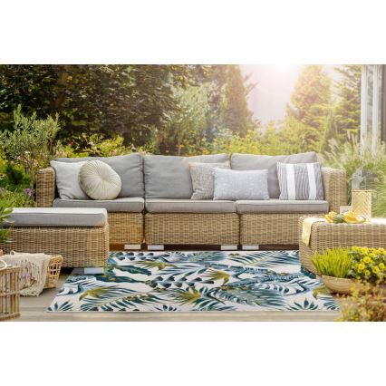 Āra paklājs CAPPUCCINO 120x180 cm tirkīza/lapu raksts