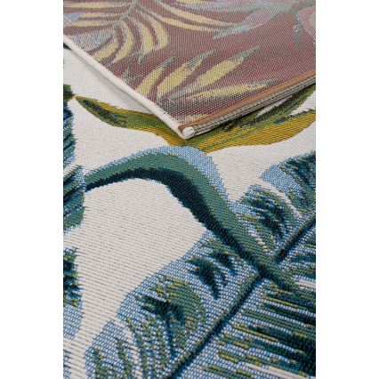 Āra paklājs CAPPUCCINO 80x165 cm tirkīza/lapu raksts