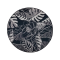 Āra paklājs JUNGLE 135 cm — melns/balts, lapu raksts