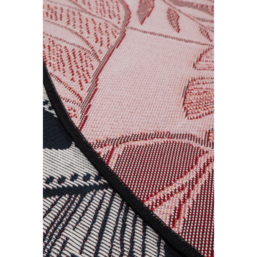 Āra paklājs JUNGLE 135 cm — melns/balts, lapu raksts