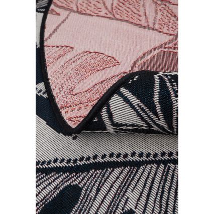 Āra paklājs JUNGLE 135 cm — melns/balts, lapu raksts