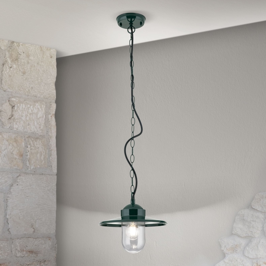 Āra piekarama lampa EDWARD 1xE27/60W/230V IP44 zaļa