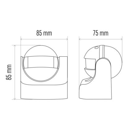 Āra PIR kustības sensors B 180° 1200W/230V IP44 melns