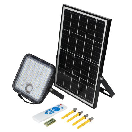 Āra saules enerģijas prožektors ar sensoru LED/30W/6,4V 4000K IP65 6000 mAh + tālvadības pults