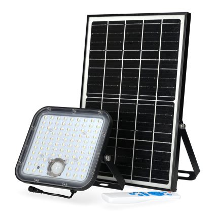 Āra saules enerģijas prožektors ar sensoru LED/30W/6,4V 4000K IP65 6000 mAh + tālvadības pults