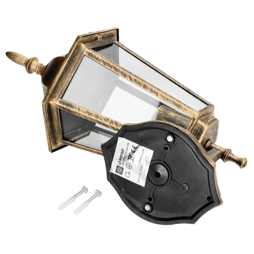 Āra sienas gaismeklis 1xE27/60W/230V IP44 zelta