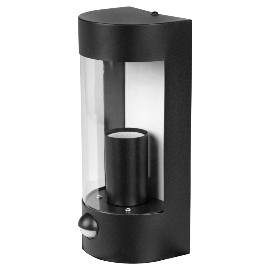 Āra sienas gaismeklis ar kustības sensoru, 1x E27/15W/230V, IP44, melns