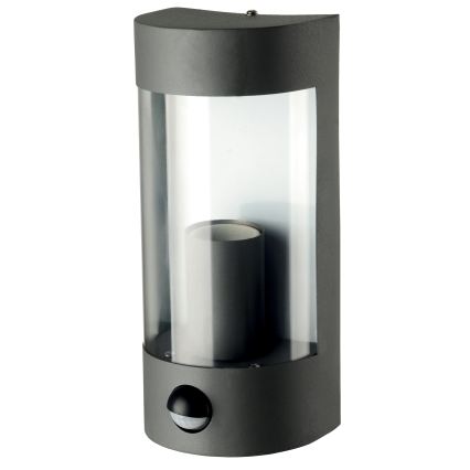 Āra sienas gaismeklis ar kustības sensoru, 1x E27/15W/230V, IP44, melns