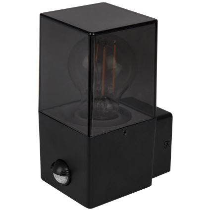 Āra sienas gaismeklis ar kustības un krēslas sensoru 1xE27/40W/230V IP44 melna/dūmaina