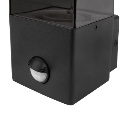 Āra sienas gaismeklis ar kustības un krēslas sensoru 1xE27/40W/230V IP44 melna/dūmaina