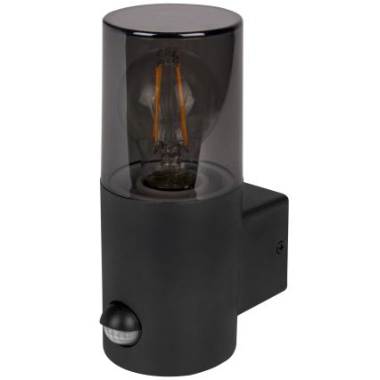 Āra sienas gaismeklis ar kustības un krēslas sensoru 1xE27/40W/230V IP44 melns/dūmakains
