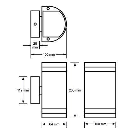 Āra sienas gaismeklis KORTEK 2xGU10/30W/230V IP54 melns