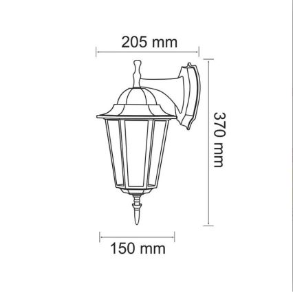 Āra sienas lampa 1xE27/20W/230V IP43 melna