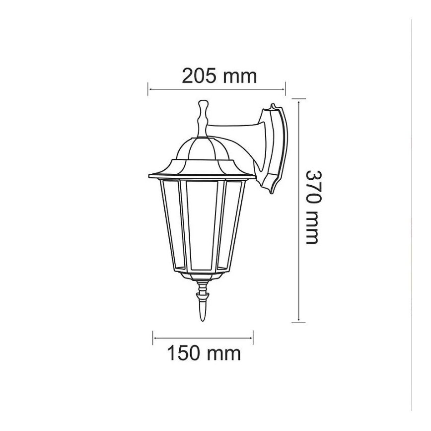 Āra sienas lampa 1xE27/20W/230V IP43 melna