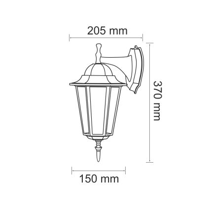 Āra sienas lampa 1xE27/20W/230V IP43 patina