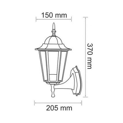 Āra sienas lampa 1xE27/20W/230V IP43 patina