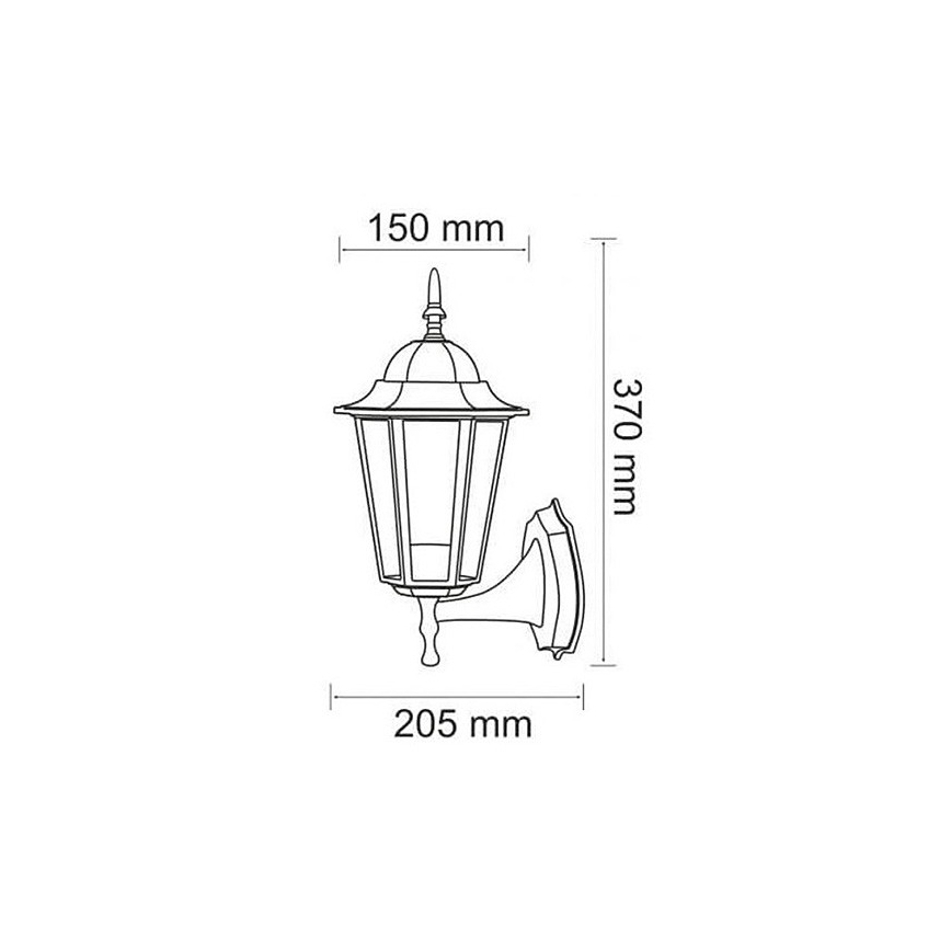 Āra sienas lampa 1xE27/20W/230V IP43 patina