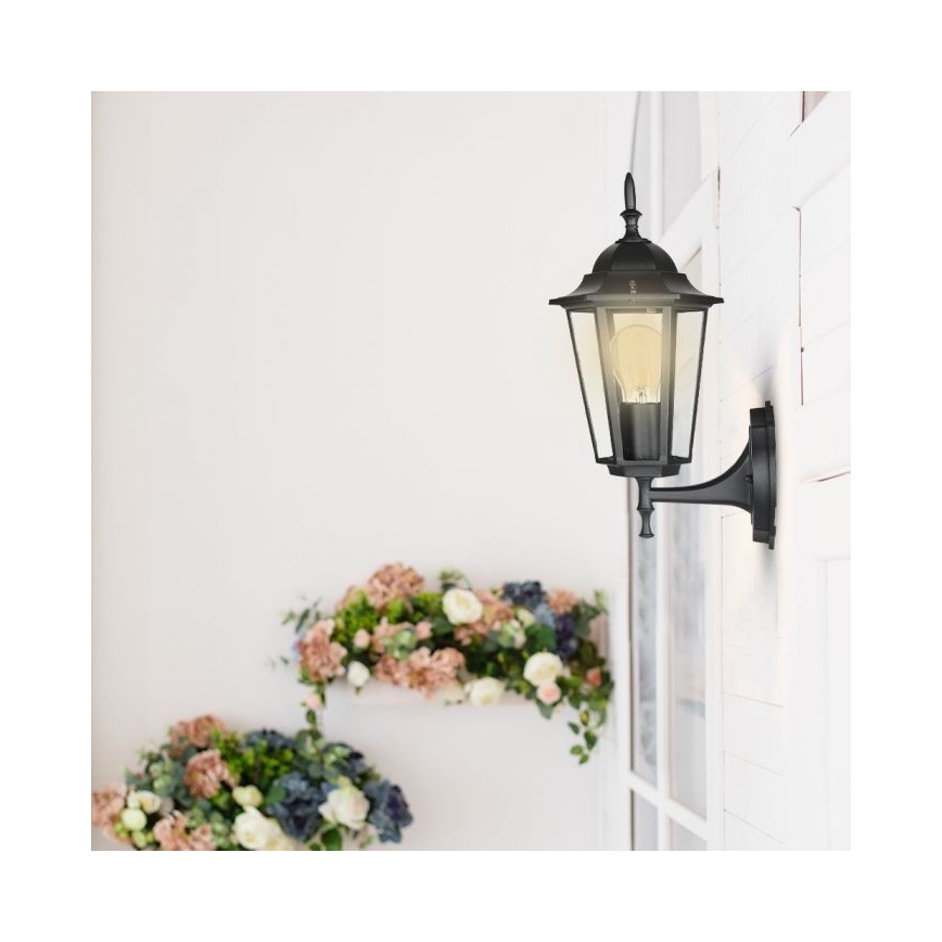 Āra sienas lampa 1xE27/40W/230V IP44 melna