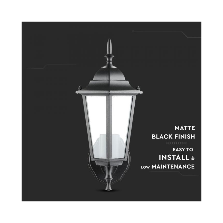 Āra sienas lampa 1xE27/40W/230V IP44 melna