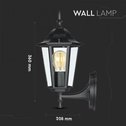 Āra sienas lampa 1xE27/40W/230V IP44 melna