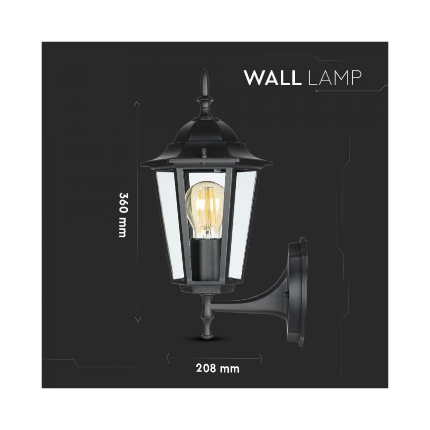 Āra sienas lampa 1xE27/40W/230V IP44 melna