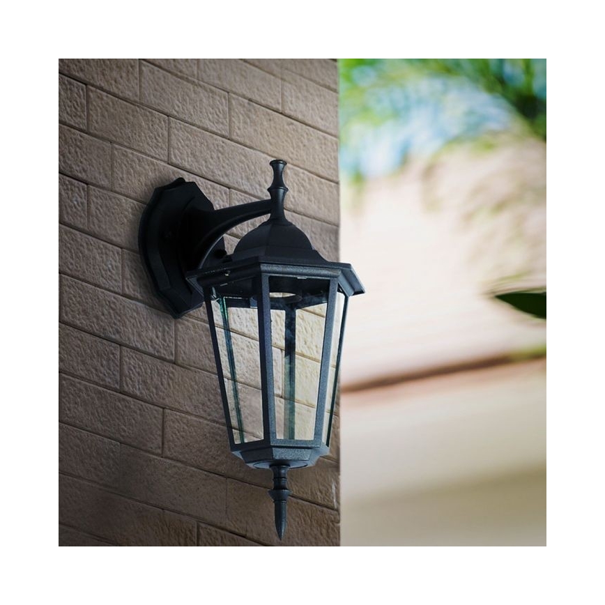 Āra sienas lampa 1xE27/40W/230V IP44 melna