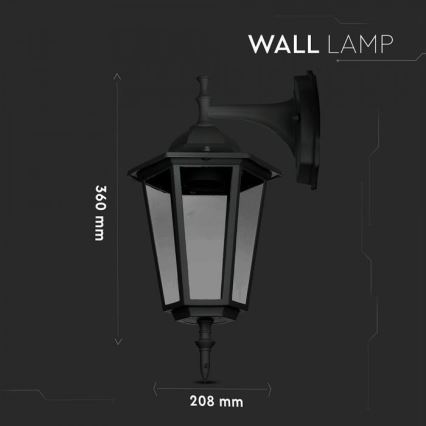 Āra sienas lampa 1xE27/40W/230V IP44 melna