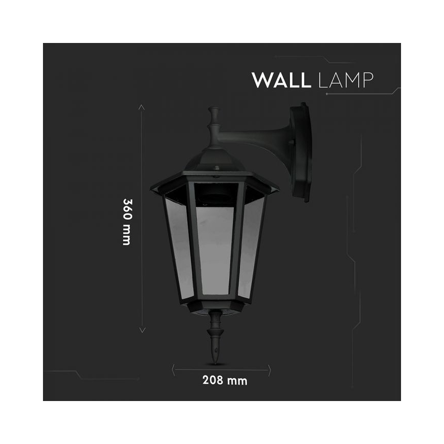 Āra sienas lampa 1xE27/40W/230V IP44 melna