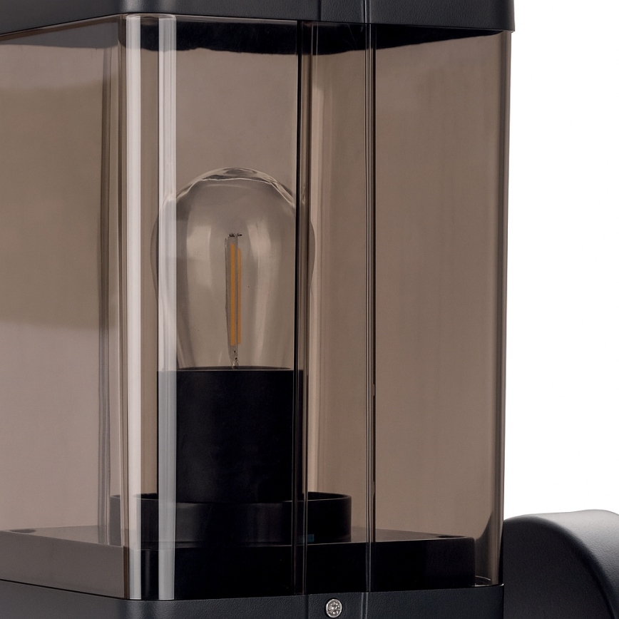 Āra sienas lampa 1xE27/60W/230V IP44 melna/dūmakaini brūna