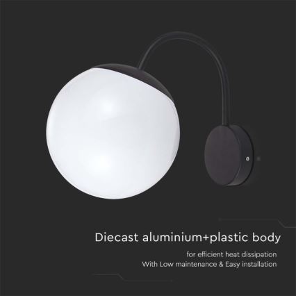 Āra sienas lampa 1xE27/60W/230V IP44 melna