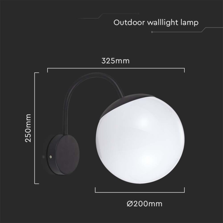 Āra sienas lampa 1xE27/60W/230V IP44 melna