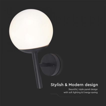 Āra sienas lampa 1xE27/60W/230V IP44 melna