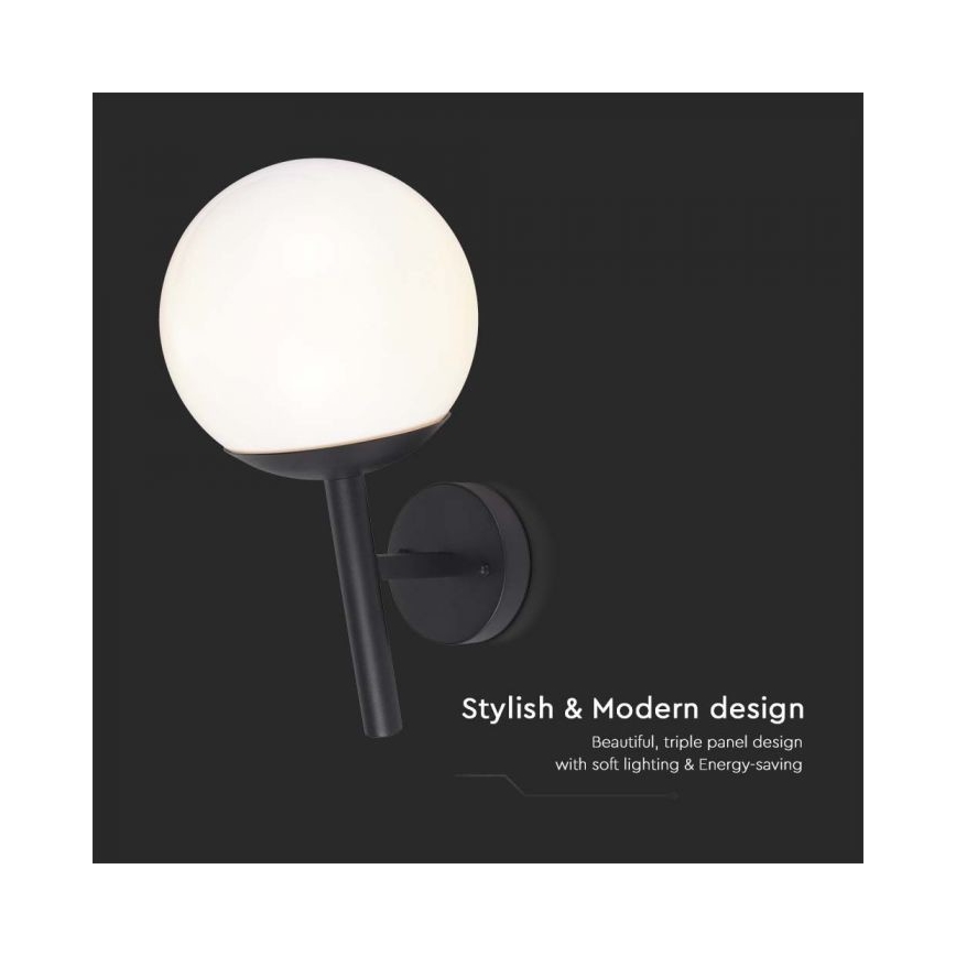Āra sienas lampa 1xE27/60W/230V IP44 melna