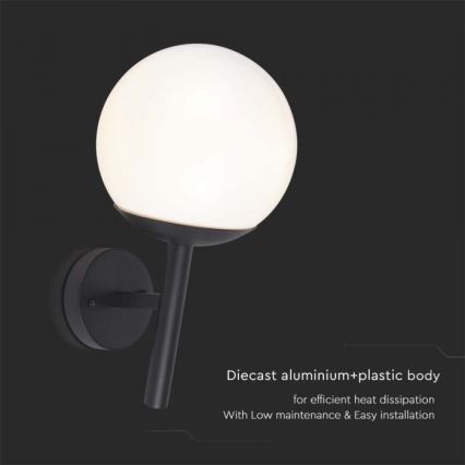 Āra sienas lampa 1xE27/60W/230V IP44 melna