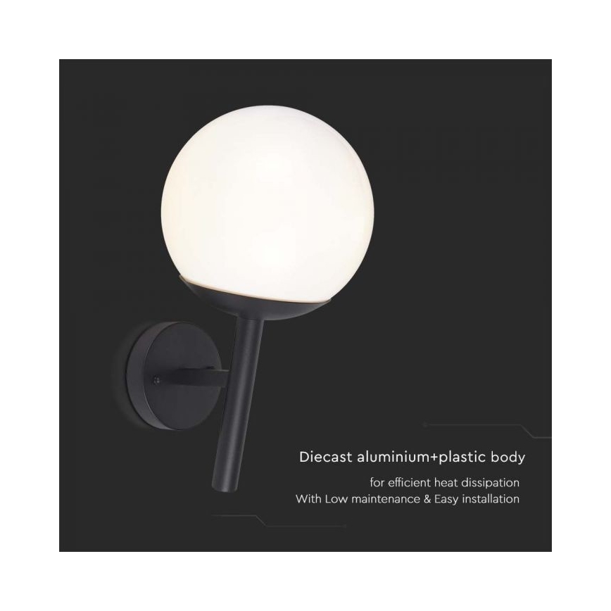 Āra sienas lampa 1xE27/60W/230V IP44 melna