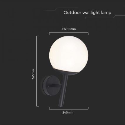 Āra sienas lampa 1xE27/60W/230V IP44 melna