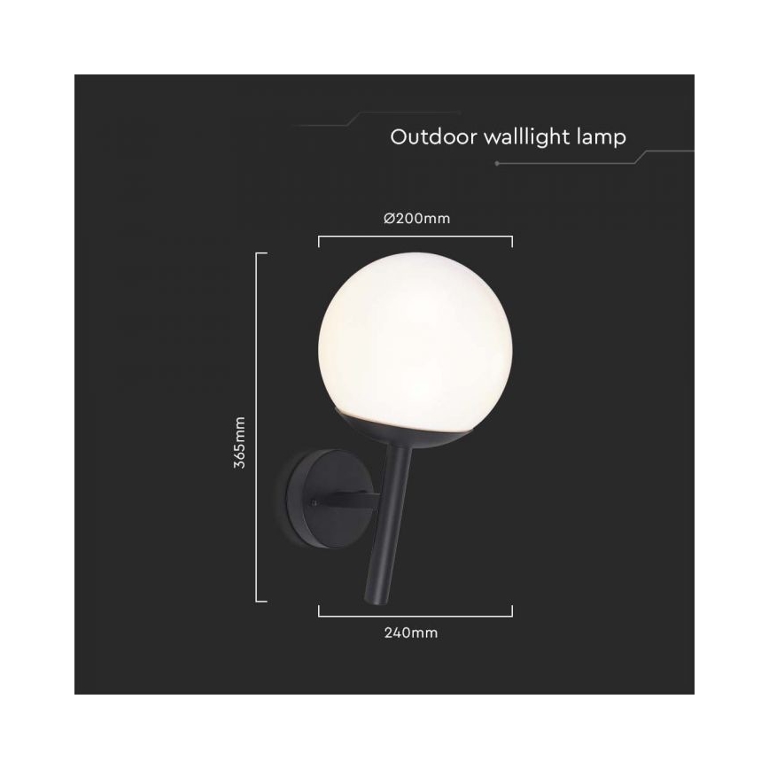 Āra sienas lampa 1xE27/60W/230V IP44 melna