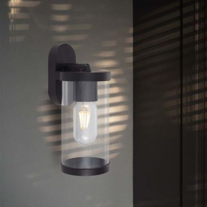 Āra sienas lampa 1xE27/60W/230V IP44 melna