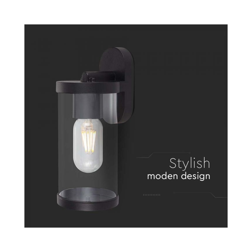 Āra sienas lampa 1xE27/60W/230V IP44 melna