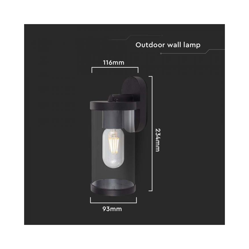 Āra sienas lampa 1xE27/60W/230V IP44 melna