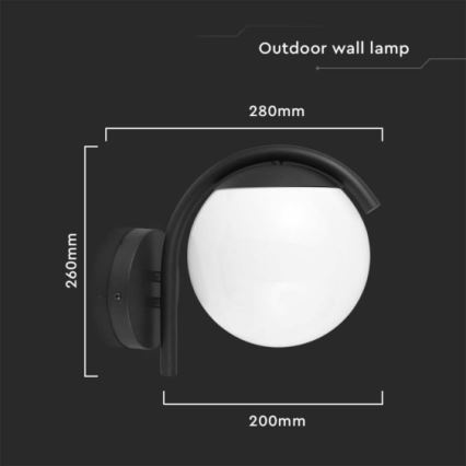 Āra sienas lampa 1xE27/60W/230V IP44 melna