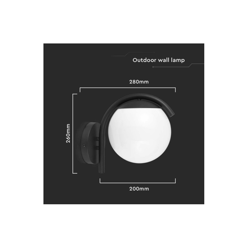 Āra sienas lampa 1xE27/60W/230V IP44 melna