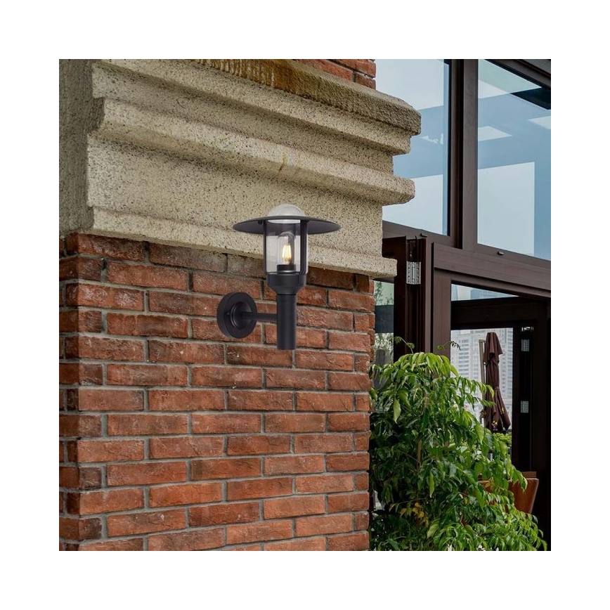 Āra sienas lampa 1xE27/60W/230V IP44 melna