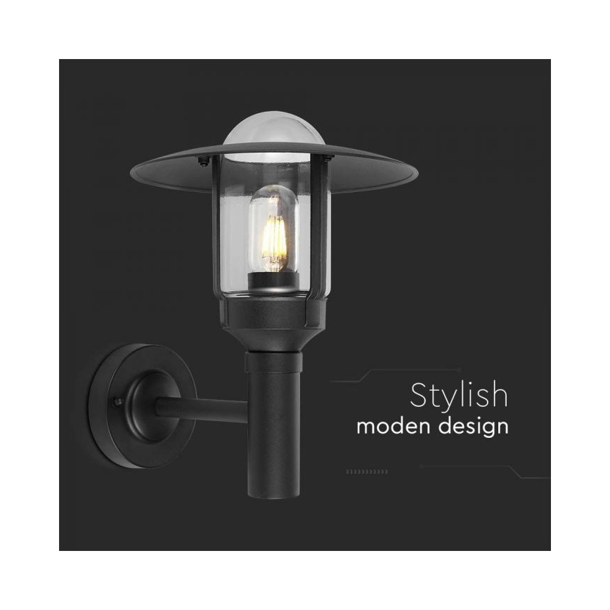 Āra sienas lampa 1xE27/60W/230V IP44 melna