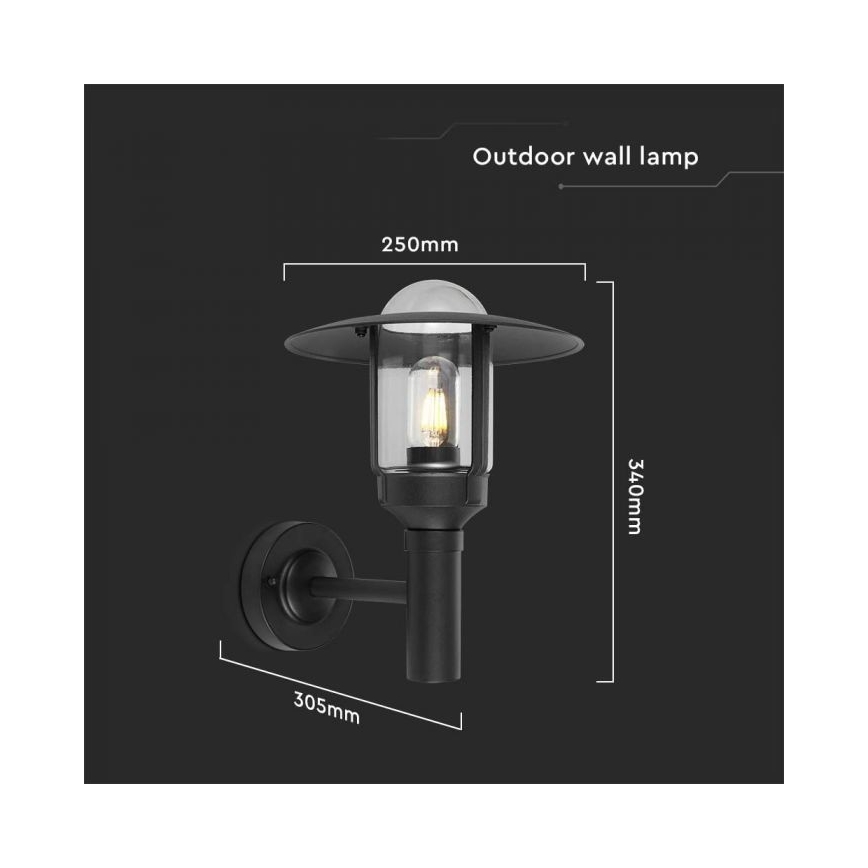 Āra sienas lampa 1xE27/60W/230V IP44 melna