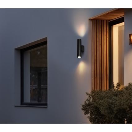 Āra sienas lampa 2xGU10/35W/230V IP54 apaļa melna