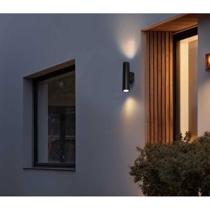 Āra sienas lampa 2xGU10/35W/230V IP54 apaļa melna