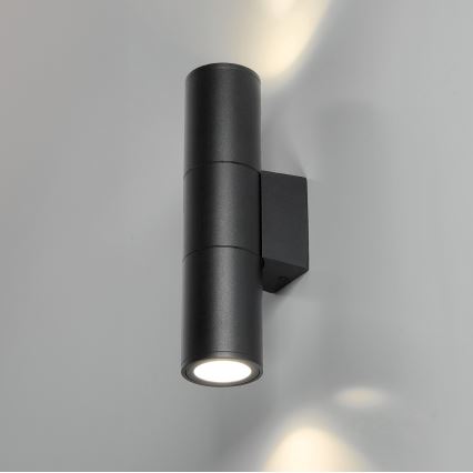 Āra sienas lampa 2xGU10/35W/230V IP54 apaļa melna